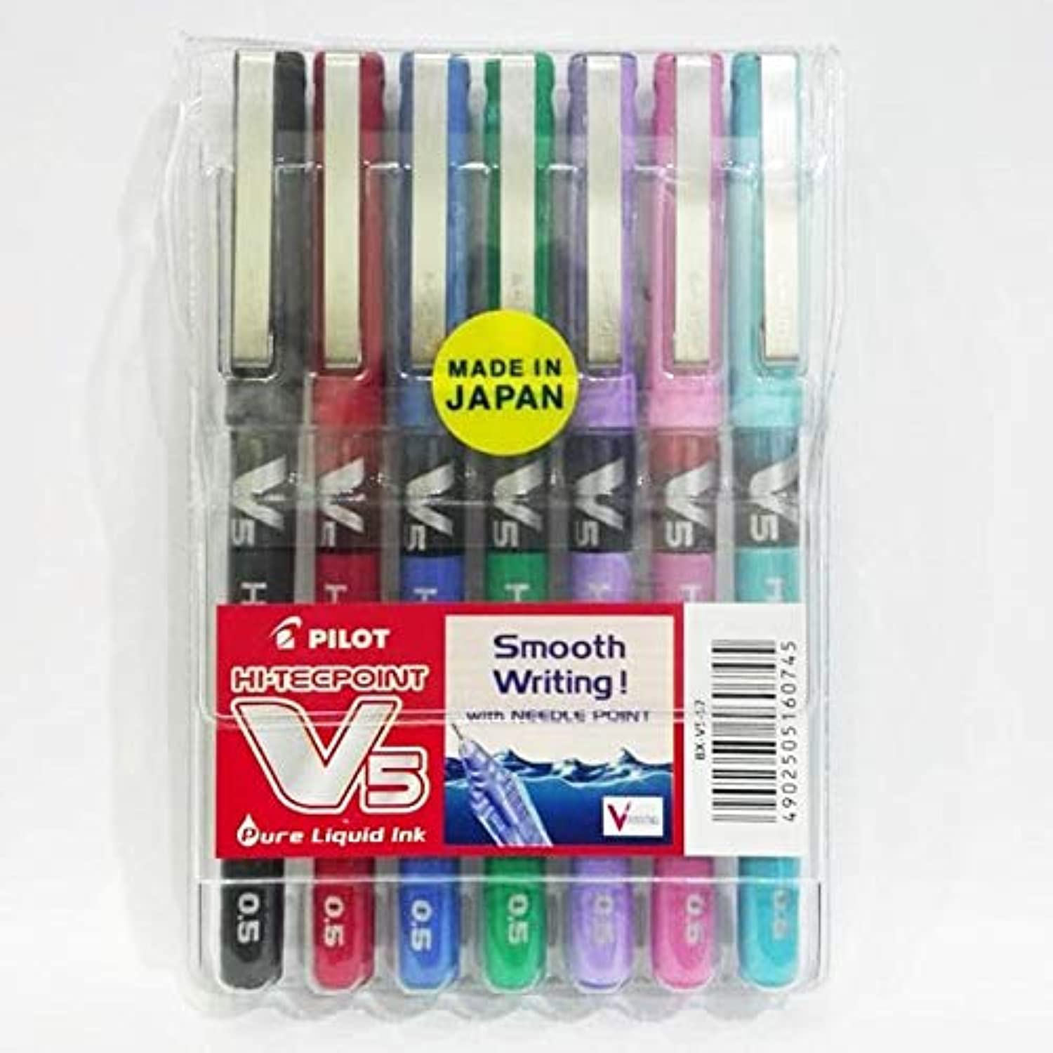 مجموعة أقلام حبر جاف بايلوت هاي-تيك بوينت V5، 7 قطع، متعددة الألوان